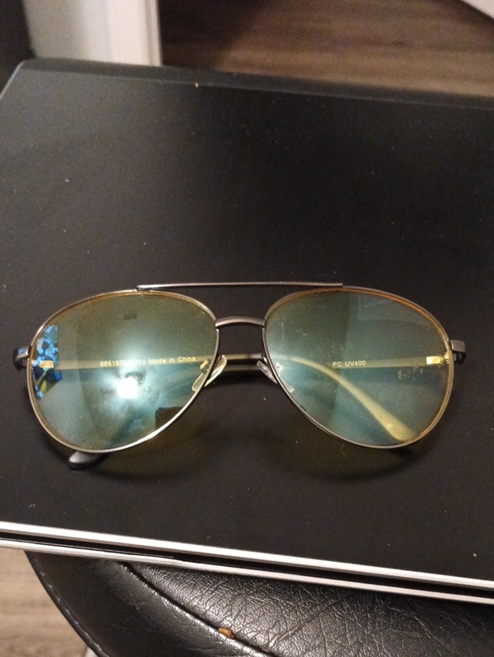 Classic Aviator Sunglasses in Green-Gold Pc Uv 400
